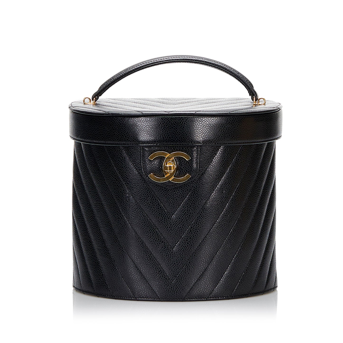 Chanel Caviar Chevron Vanity Case