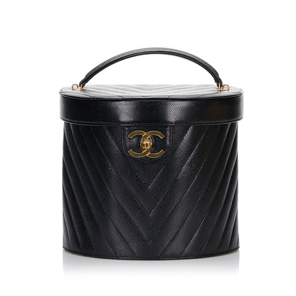 Chanel Caviar Chevron Vanity Case