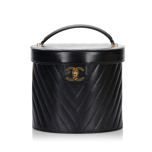 Chanel Caviar Chevron Vanity Case