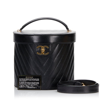 Chanel Caviar Chevron Vanity Case