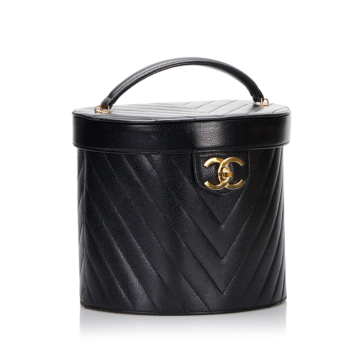 Chanel Caviar Chevron Vanity Case