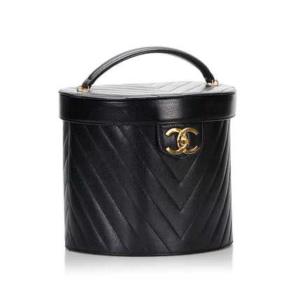 Chanel Caviar Chevron Vanity Case