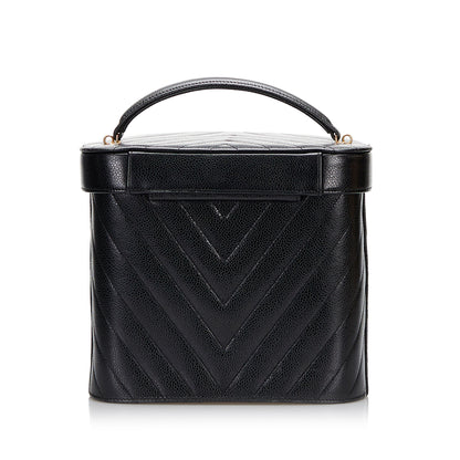 Chanel Caviar Chevron Vanity Case