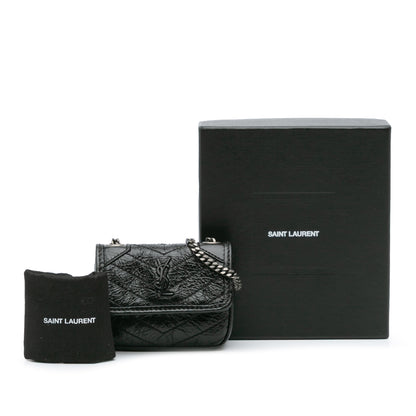 Saint Laurent Micro Crinkled Leather Niki Airpods Case With Chain