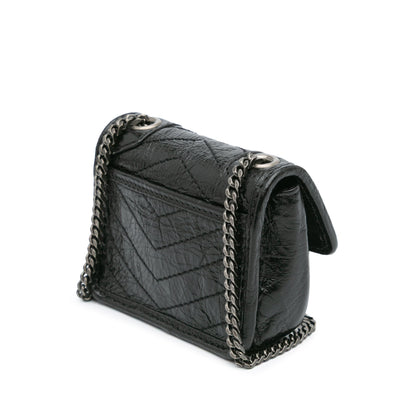Saint Laurent Micro Crinkled Leather Niki Airpods Case With Chain