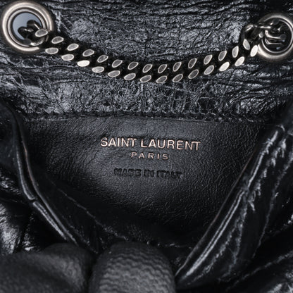 Saint Laurent Micro Crinkled Leather Niki Airpods Case With Chain