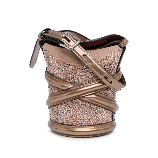 Alexander McQueen Calfskin Crystal Embellished The Curve Bucket Bag (20007)