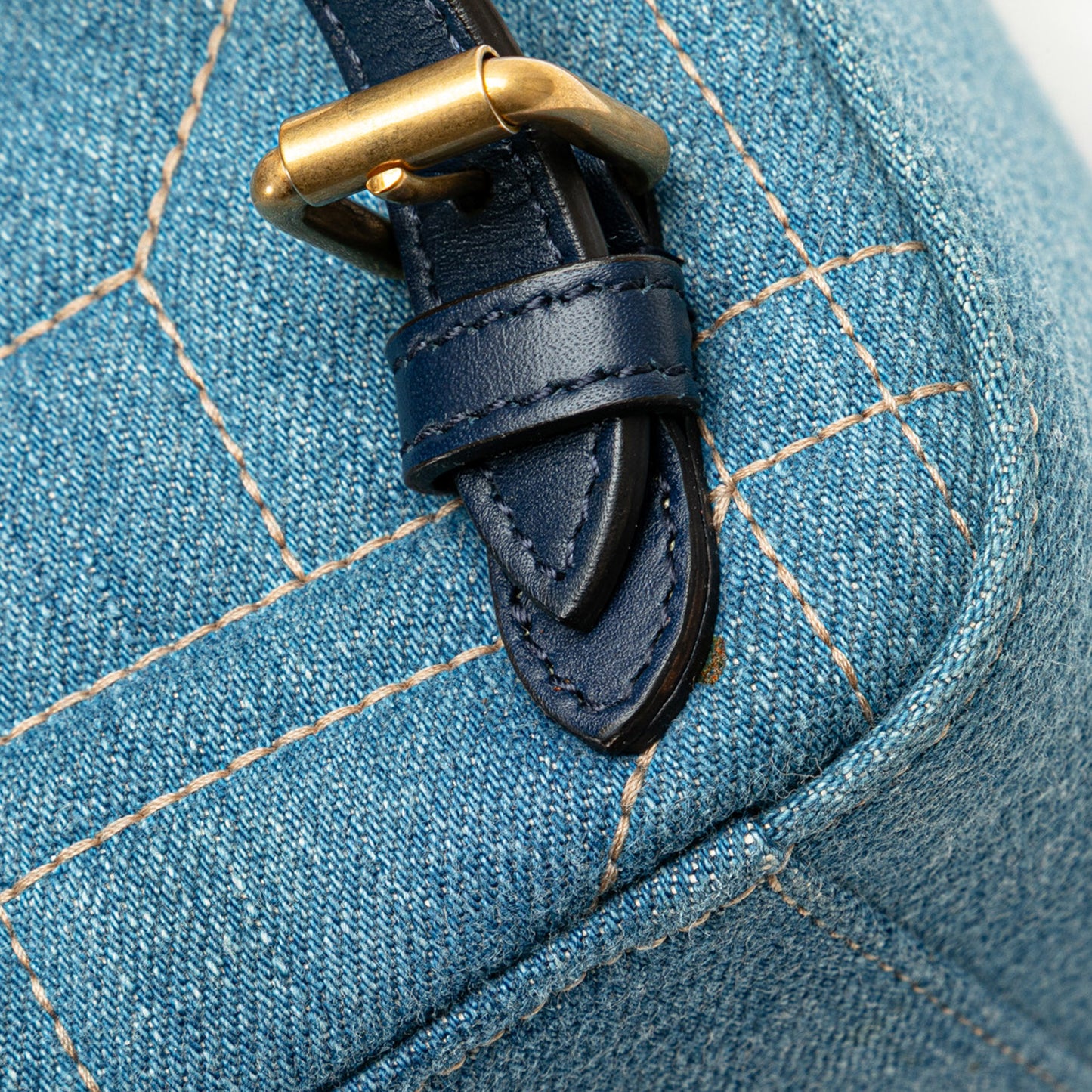Gucci Small Gg Marmont Pearl Denim Backpack