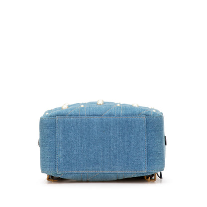 Gucci Small Gg Marmont Pearl Denim Backpack