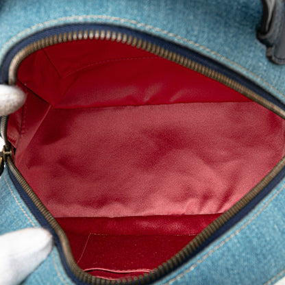 Gucci Small Gg Marmont Pearl Denim Backpack