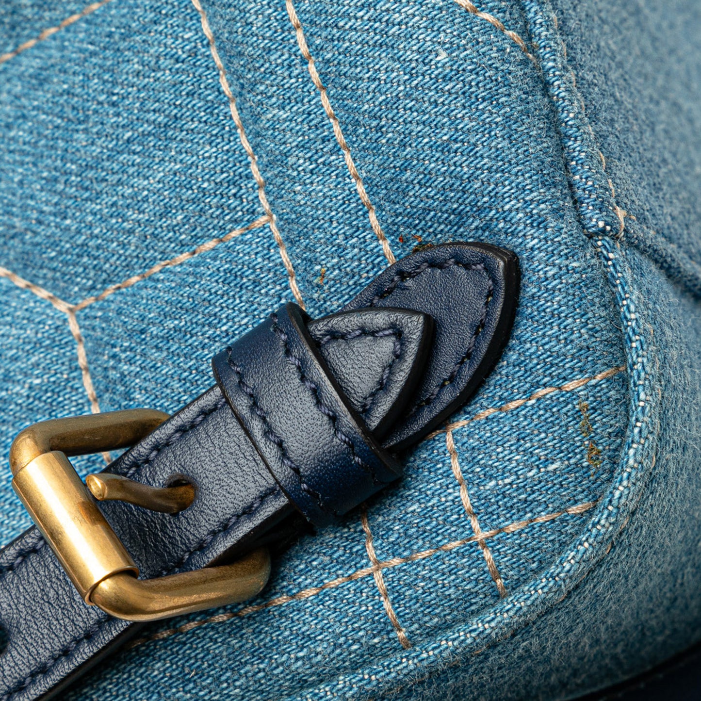 Gucci Small Gg Marmont Pearl Denim Backpack