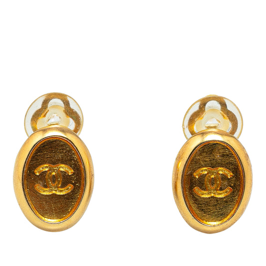 Chanel Gold Plated CC Clip On Earrings (21576)