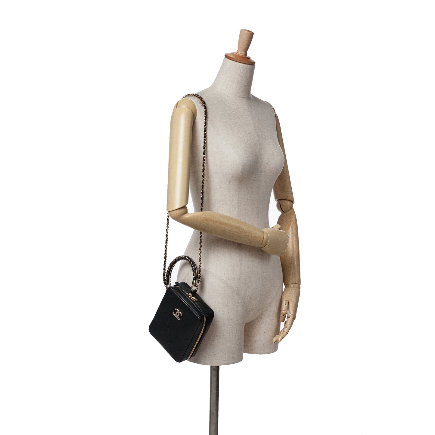 Chanel Calfskin Stitched Cup Of Tea Vanity Case