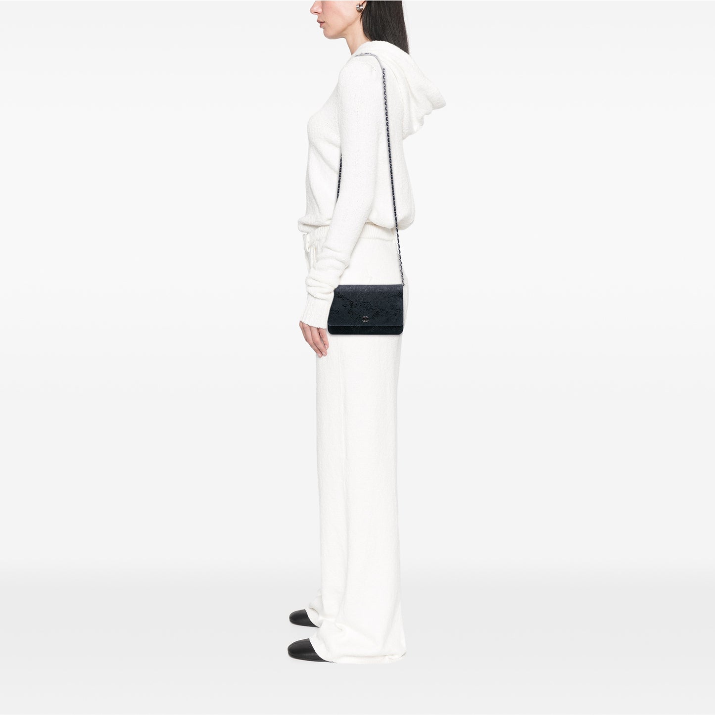 Chanel Lace Overlay Goatskin Wallet On Chain