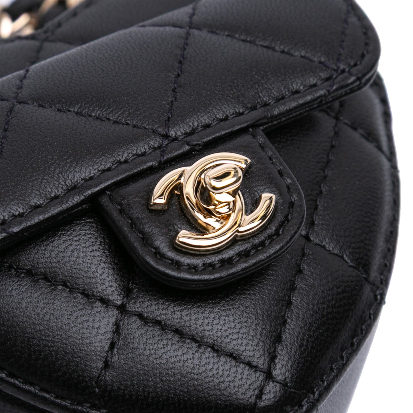 Chanel Lambskin Cc In Love Heart Necklace Bag
