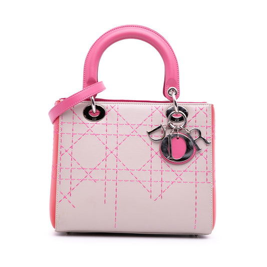 Dior Medium Tricolor Lambskin Macrocannage Stitched Lady Dior