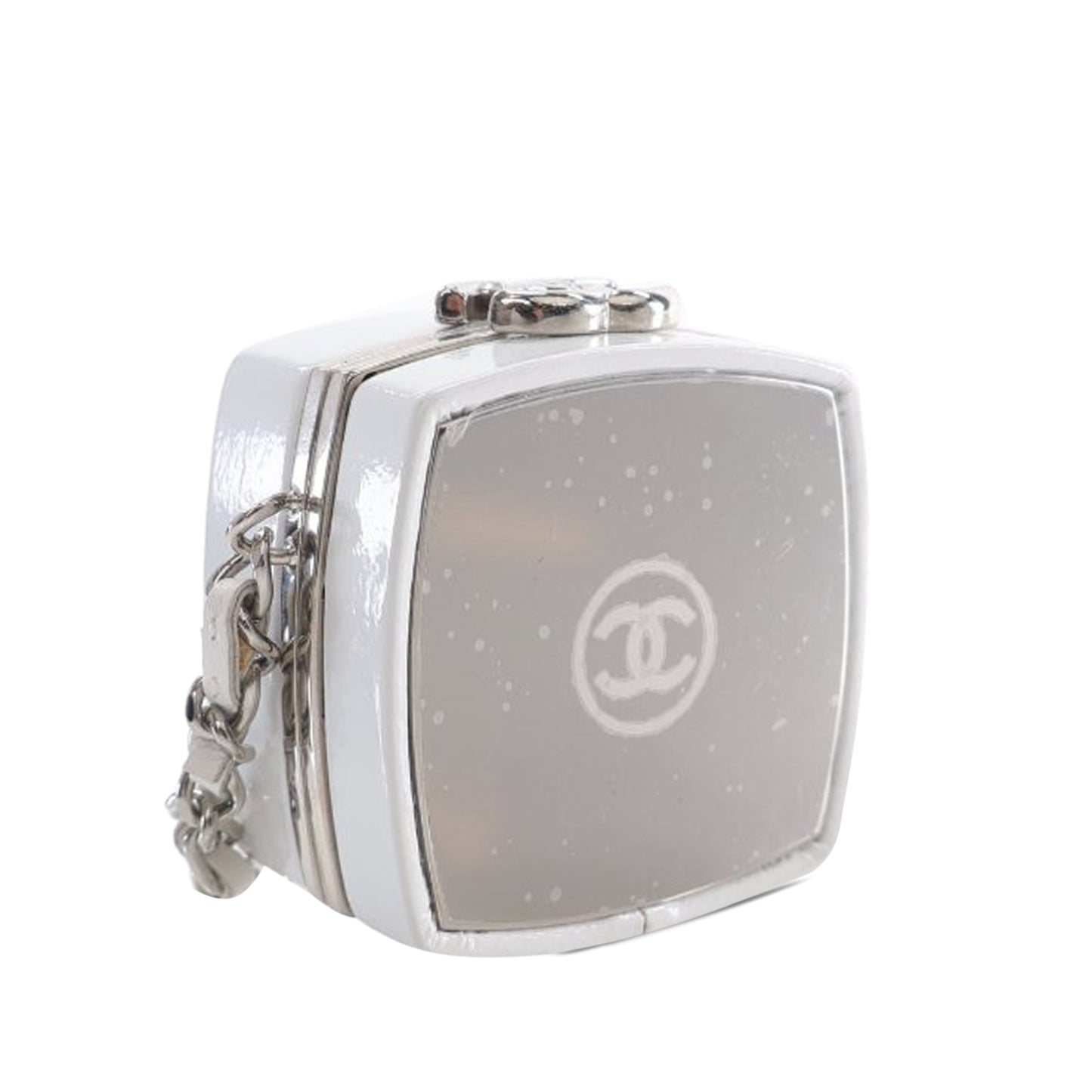 Chanel Patent Goatskin Make-up Box Clutch With Chain
