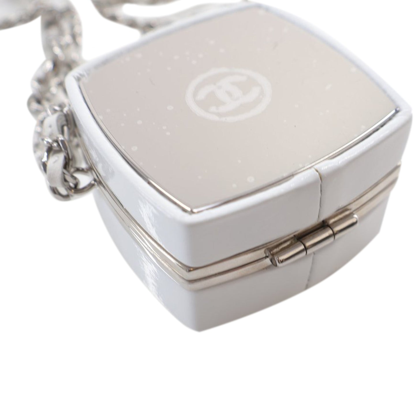 Chanel Patent Goatskin Make-up Box Clutch With Chain