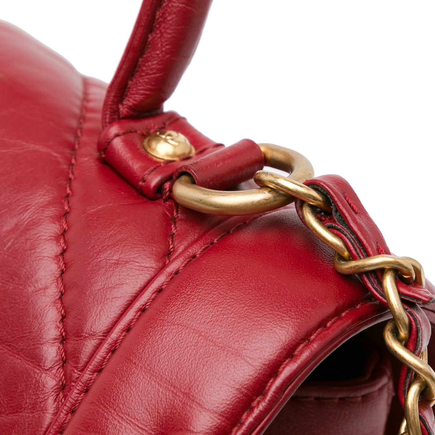 Chanel Cc Chevron Calfskin Top Handle Flap