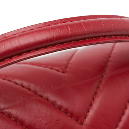 Chanel Cc Chevron Calfskin Top Handle Flap