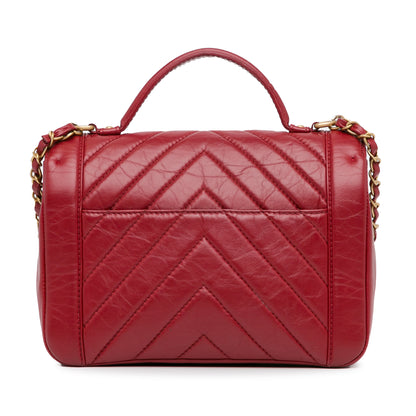 Chanel Cc Chevron Calfskin Top Handle Flap