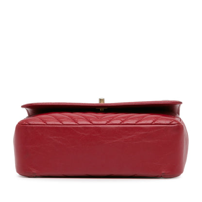 Chanel Cc Chevron Calfskin Top Handle Flap