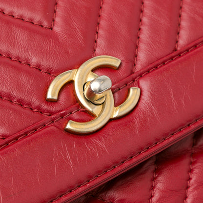 Chanel Cc Chevron Calfskin Top Handle Flap
