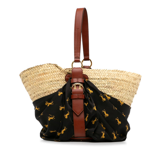 Chloé Medium Raffia Little Horses Panier Basket