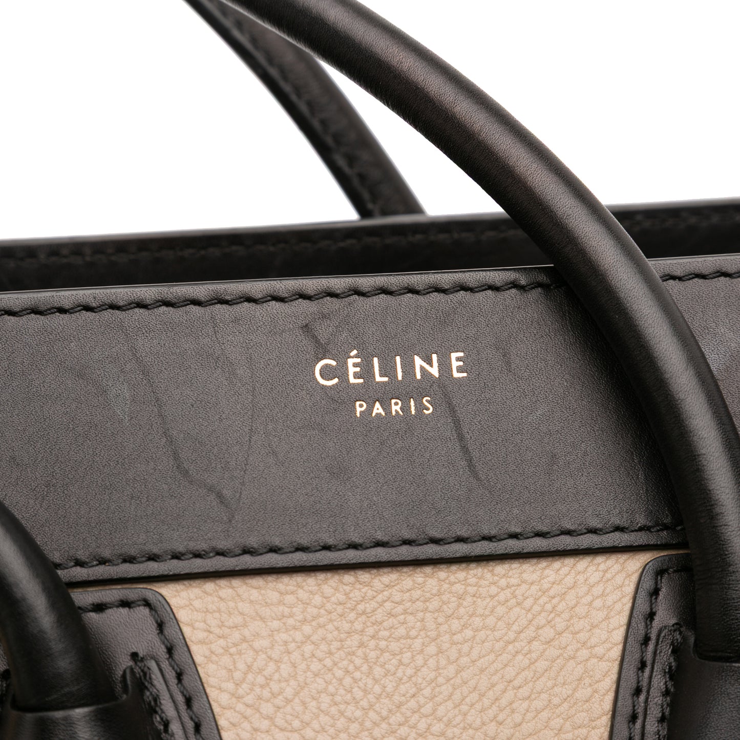 Celine Micro Tricolor Leather Luggage Tote