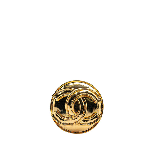 Chanel Gold Plated CC Round Brooch (20536)