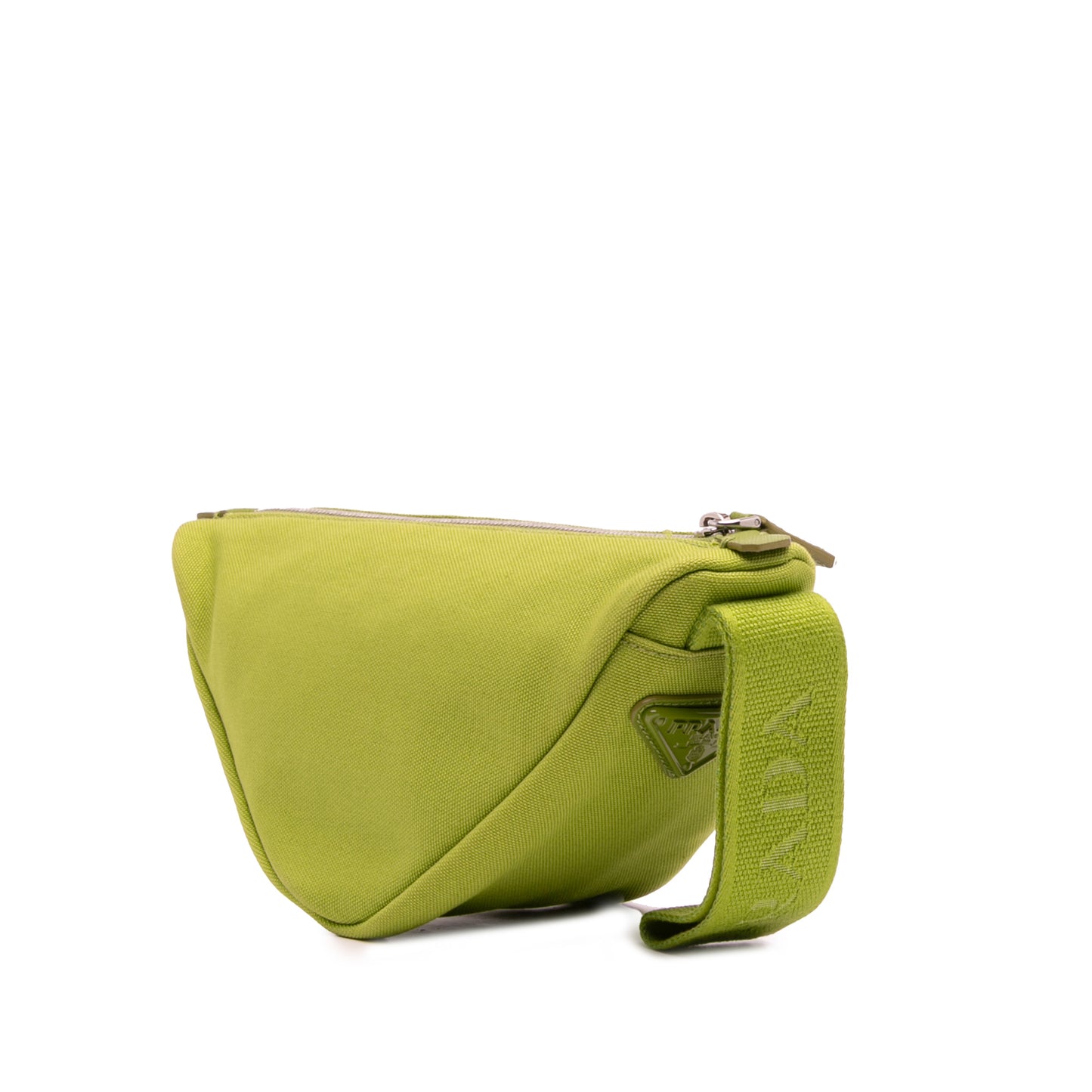 Prada Canvas Canapa Triangle Logo Wristlet Clutch