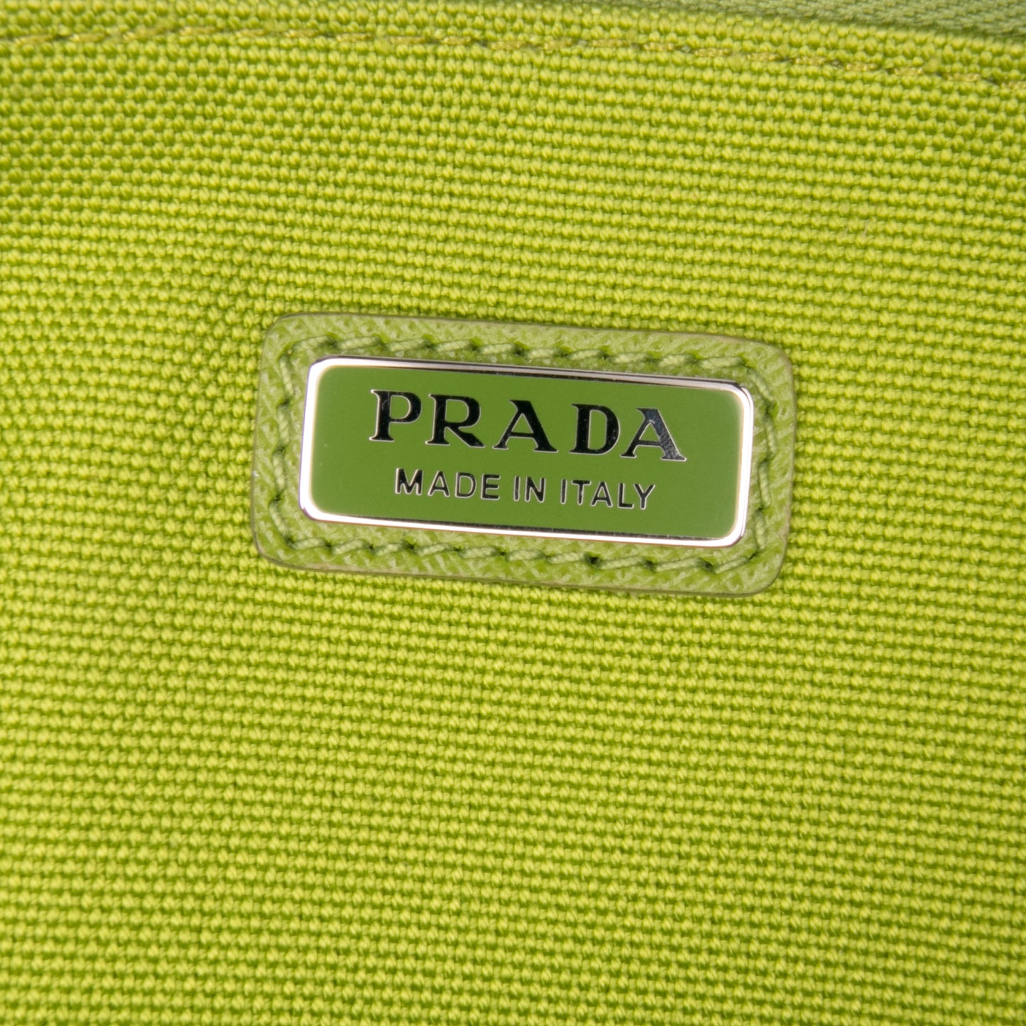 Prada Canvas Canapa Triangle Logo Wristlet Clutch