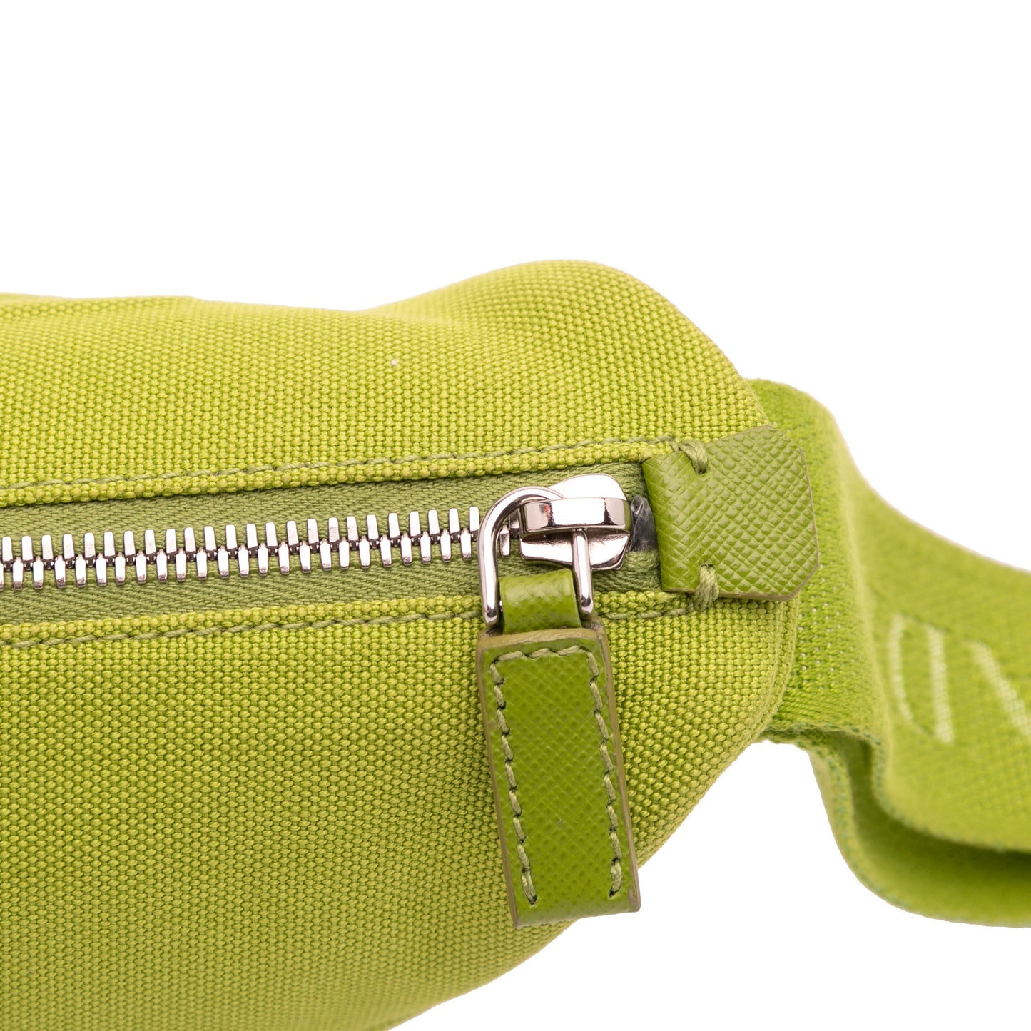 Prada Canvas Canapa Triangle Logo Wristlet Clutch