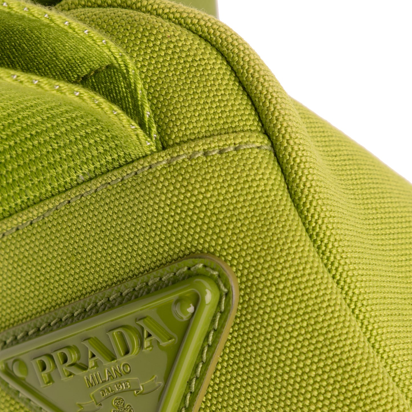 Prada Canvas Canapa Triangle Logo Wristlet Clutch