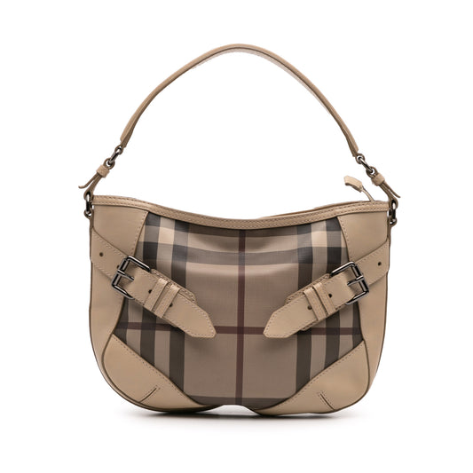 Burberry Smoke Check Coated Canvas And Leather Satchel