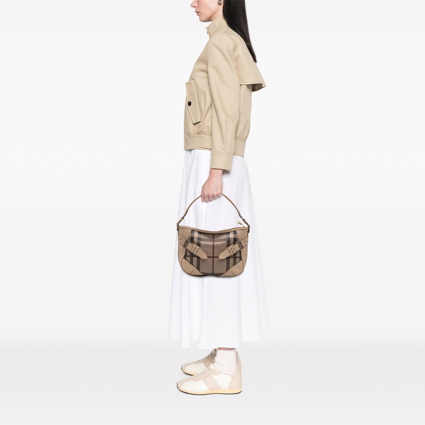 Burberry Smoke Check Coated Canvas And Leather Satchel