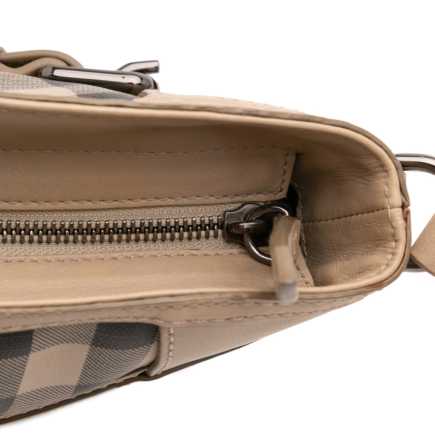 Burberry Smoke Check Coated Canvas And Leather Satchel