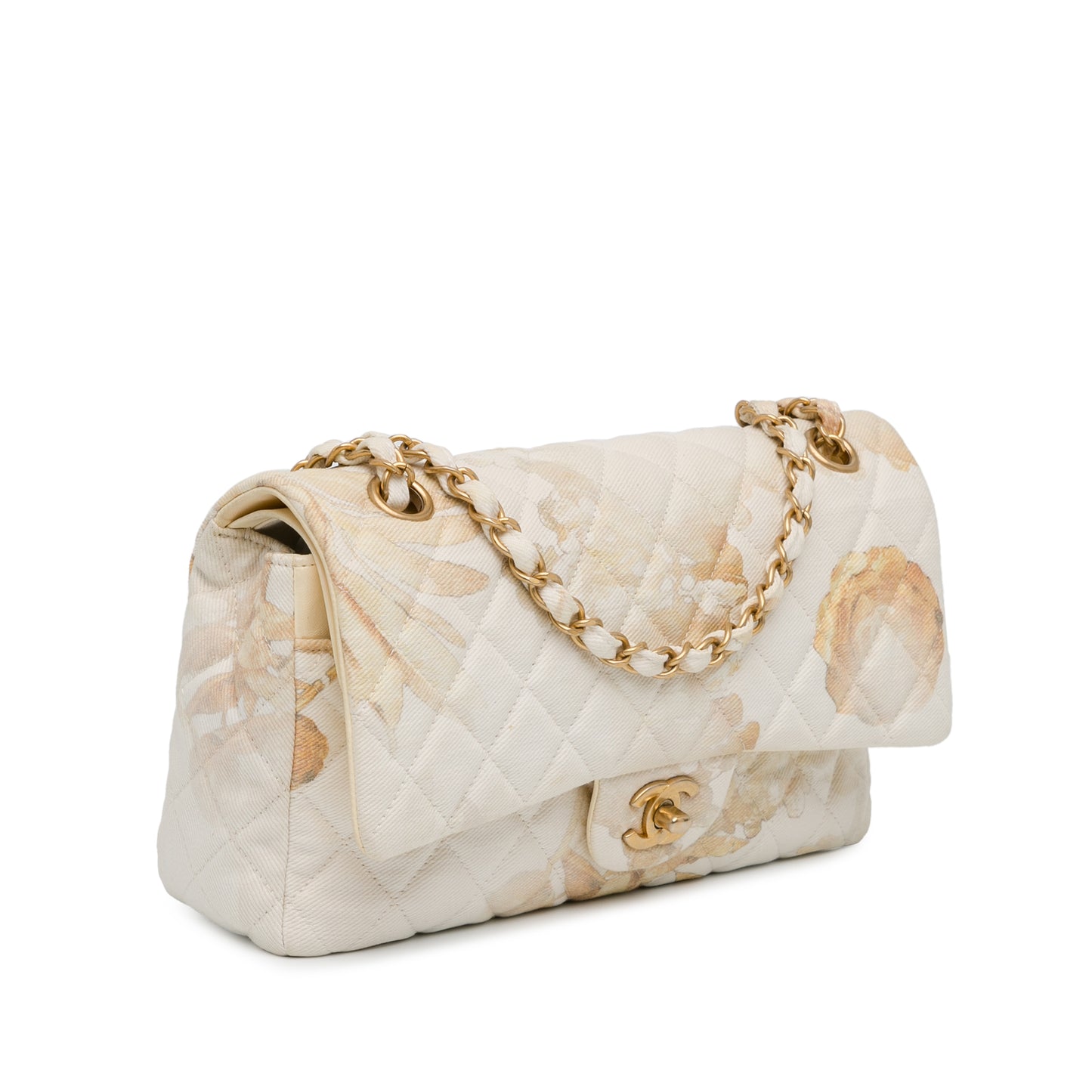 Chanel Medium Classic Printed Denim Floral Double Flap