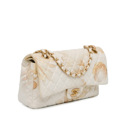 Chanel Medium Classic Printed Denim Floral Double Flap