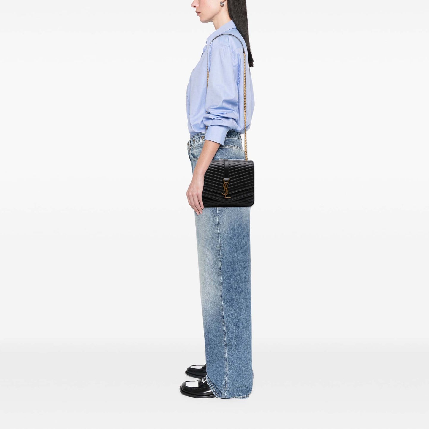Saint Laurent Medium Chevron Lambskin Monogram Sulpice Bag