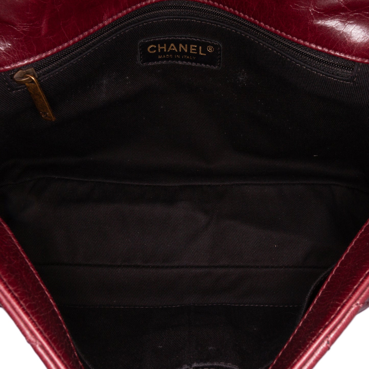 Chanel Medium Glazed Calfskin Castle Rock Top Handle Flap