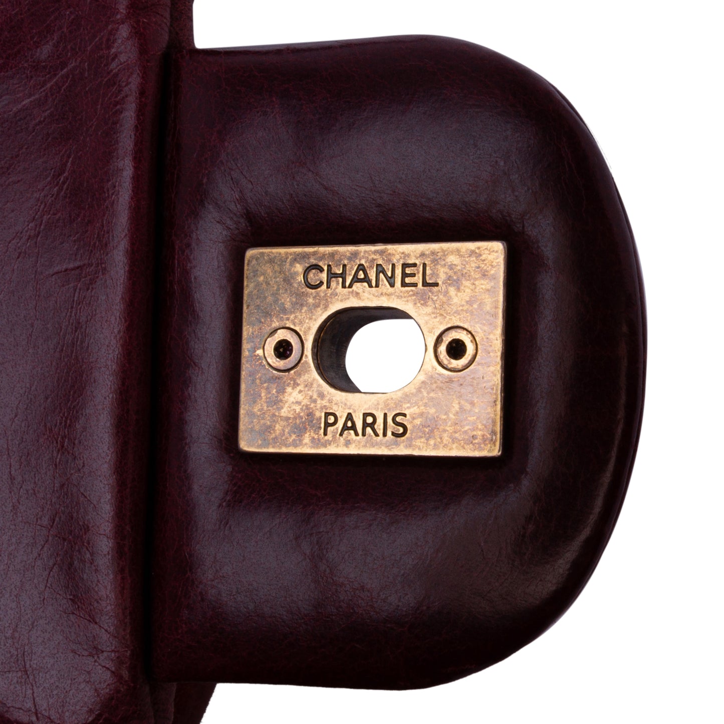 Chanel Medium Glazed Calfskin Castle Rock Top Handle Flap