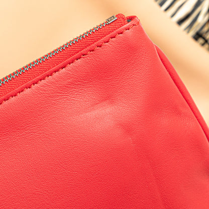 Fendi Zucca Leather And Raffia Triplette Clutch