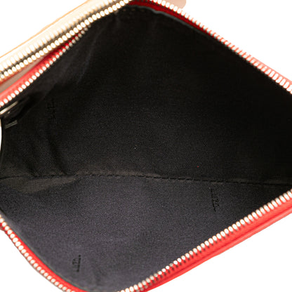 Fendi Zucca Leather And Raffia Triplette Clutch