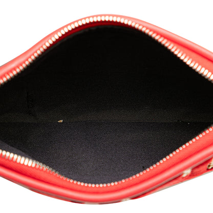 Fendi Zucca Leather And Raffia Triplette Clutch