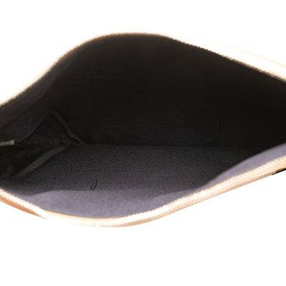 Fendi Zucca Leather And Raffia Triplette Clutch