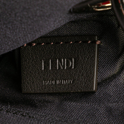 Fendi Zucca Leather And Raffia Triplette Clutch