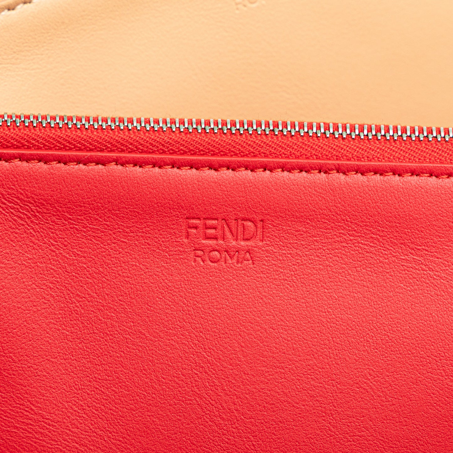 Fendi Zucca Leather And Raffia Triplette Clutch
