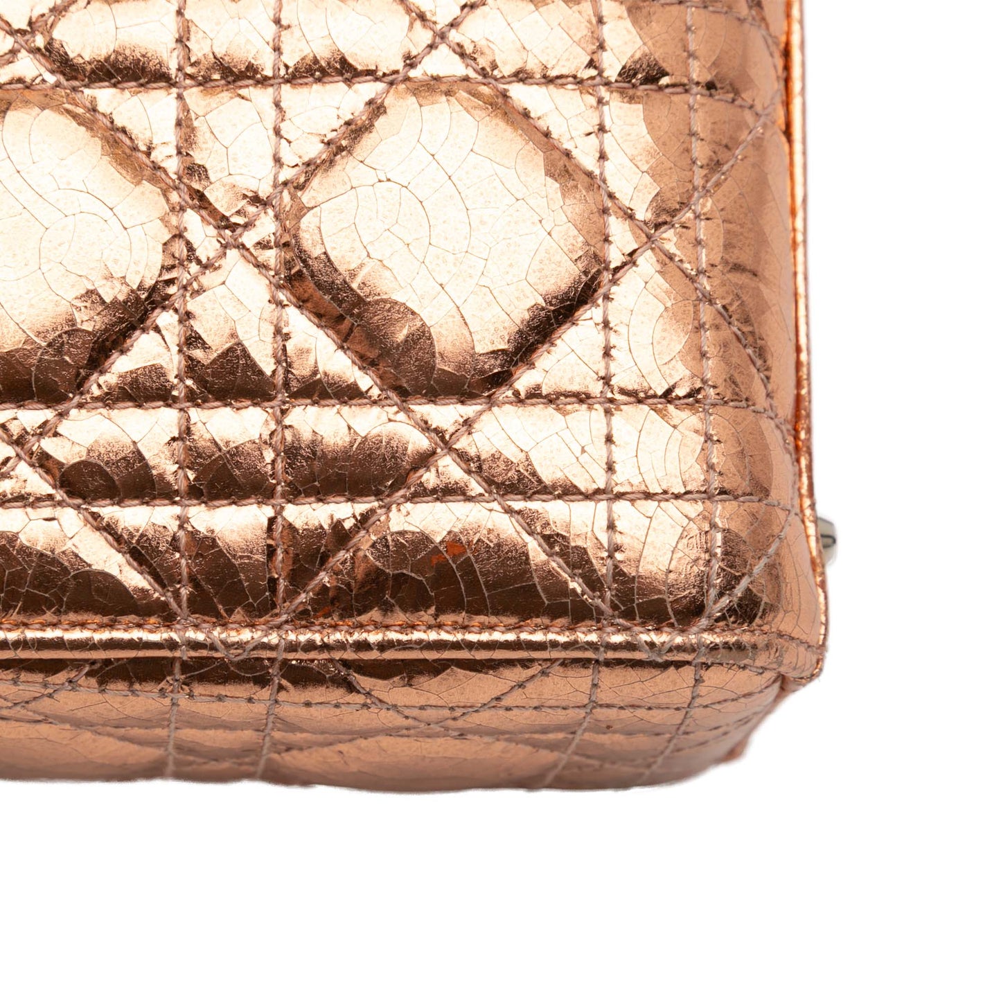 Dior Mini Metallic Crinkled Calfskin Cannage Lady Dior