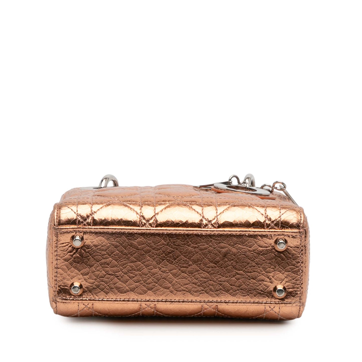 Dior Mini Metallic Crinkled Calfskin Cannage Lady Dior